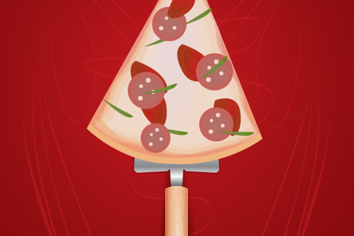 New Year and Merry Christmas Pizza, an Illustration by llassety (Photo 2 of 3)