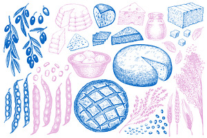 Mediterranean Diet Vector Collection