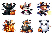 Watercolor Halloween Animals PNG, an Illustration by SinaCreation (Thumbnail 5 of 7)