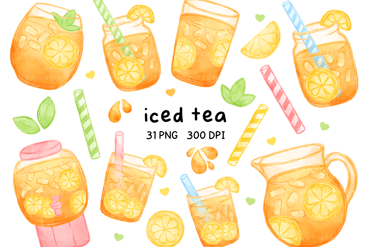 Iced Tea Clipart, a Food Illustration by greywalnutstudio (Photo 1 of 4)