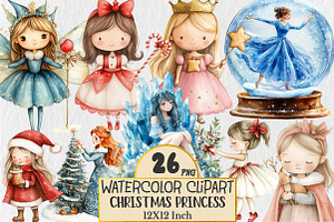 Watercolor Christmas Princess Clipar, an Illustration by Rose Art