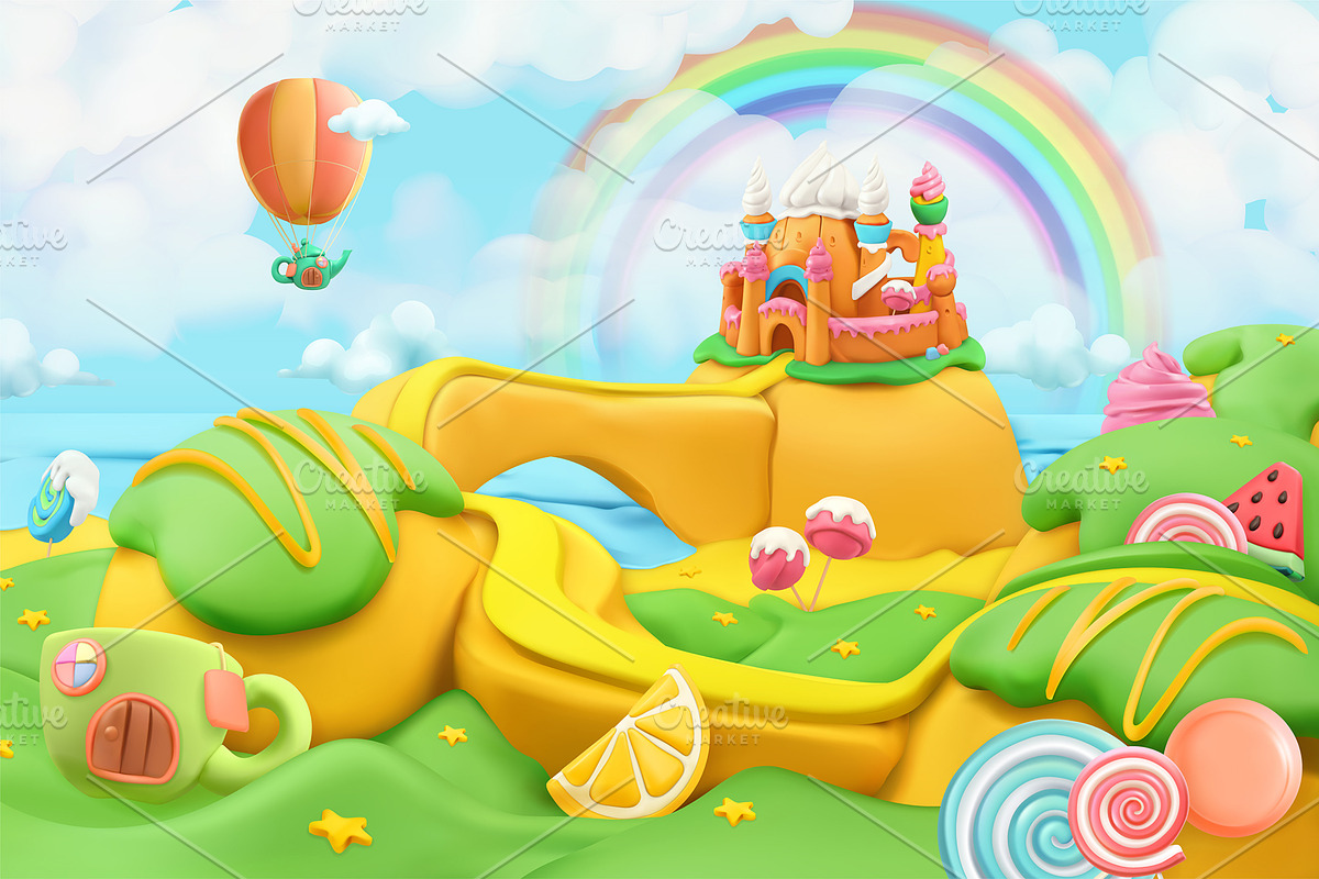 Sweet castle lollipop holiday poster, a Decorative Illustration by Allevinatis Studio (Photo 1 of 6)