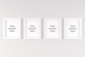 Set of 4 white cute frame mockup 4:5