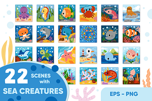 Cute Sea Characters & Scenes, an Animal Illustration by Ksenya Savva