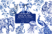 Chinoiserie Toile de Jouy Clipart, an Illustration by NadiaTheronArt (Thumbnail 1 of 4)