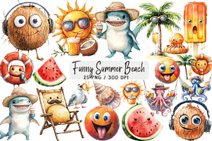 Funny Summer Beach Clipart, an Illustration by DreamArtGraphic