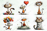 Whimsical Cats Clipart Bundle, an Illustration by Creative Art (Thumbnail 8 of 11)