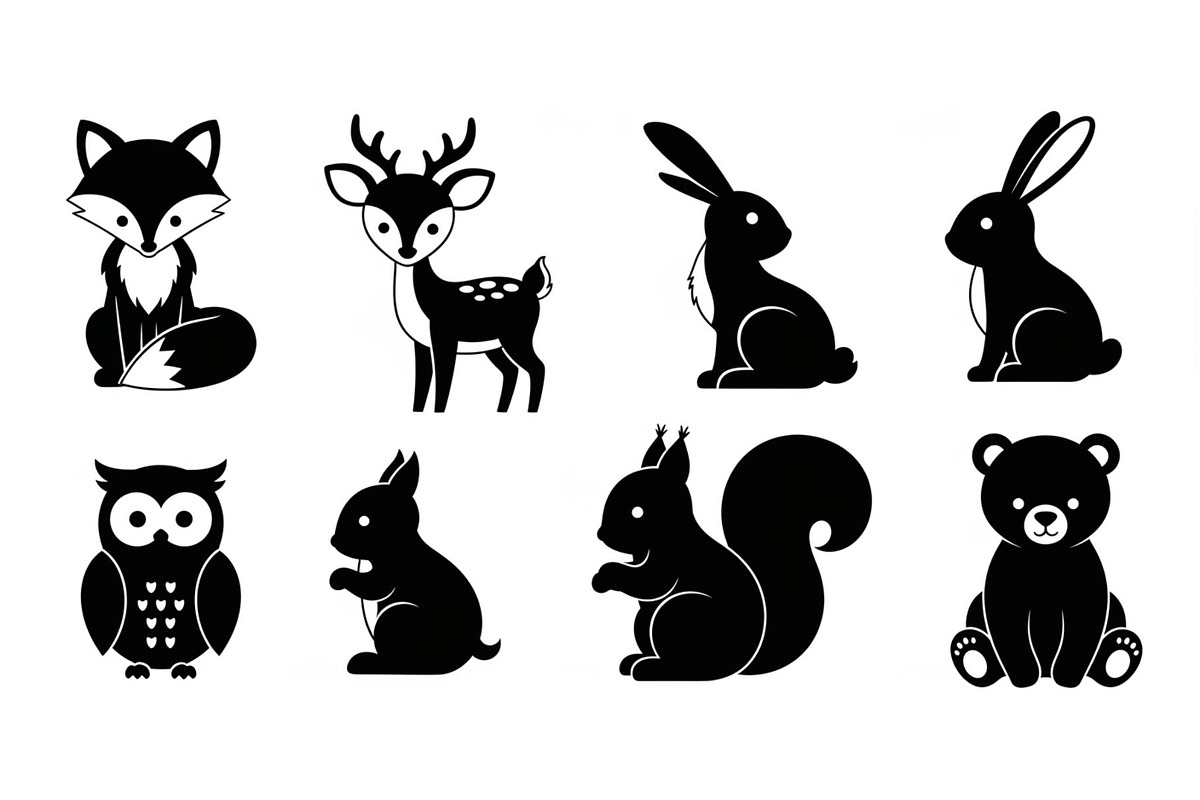 Cute Forest Animal Silhouette Bundle, an Illustration by Creativeshirt (Photo 16 of 54)