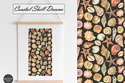 Watercolor Seashell Seamless Pattern, an Illustration by OlDm_Shop (Thumbnail 4 of 10)
