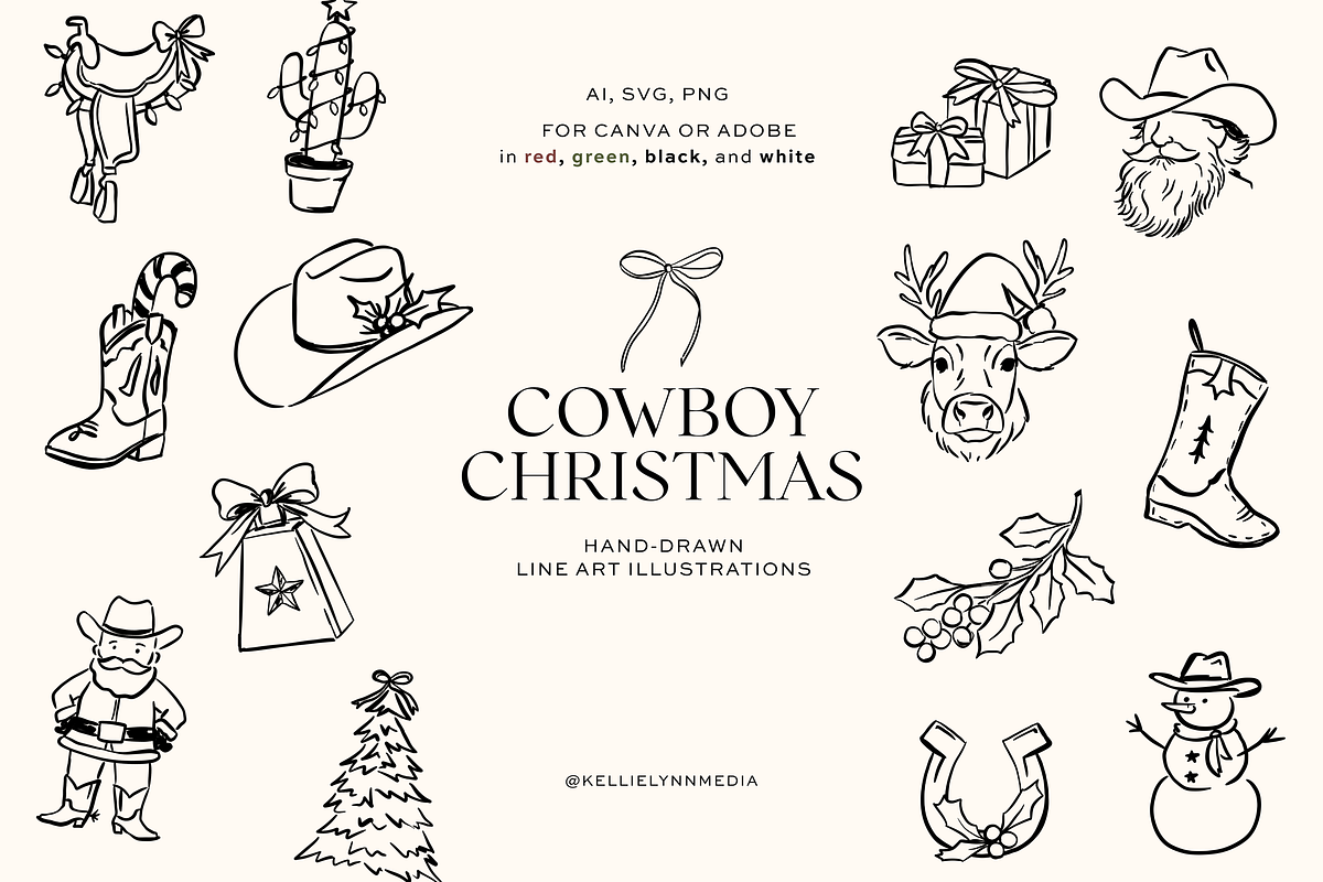 Cowboy Christmas Illustrations, a Seasonal Illustration by Kellie Lynn Media (Photo 1 of 6)