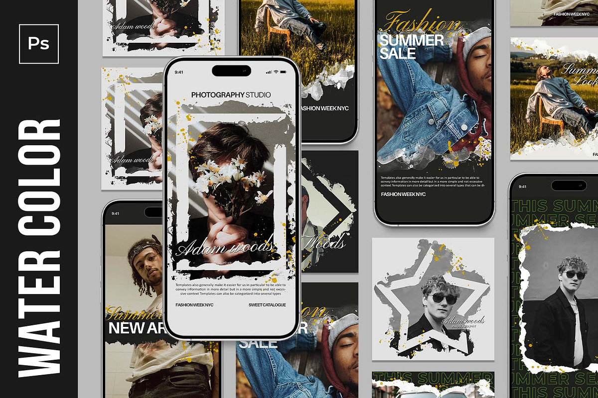 Watercolor Instagram Pack, a Social Media Template by Analogi Studio (Photo 1 of 7)