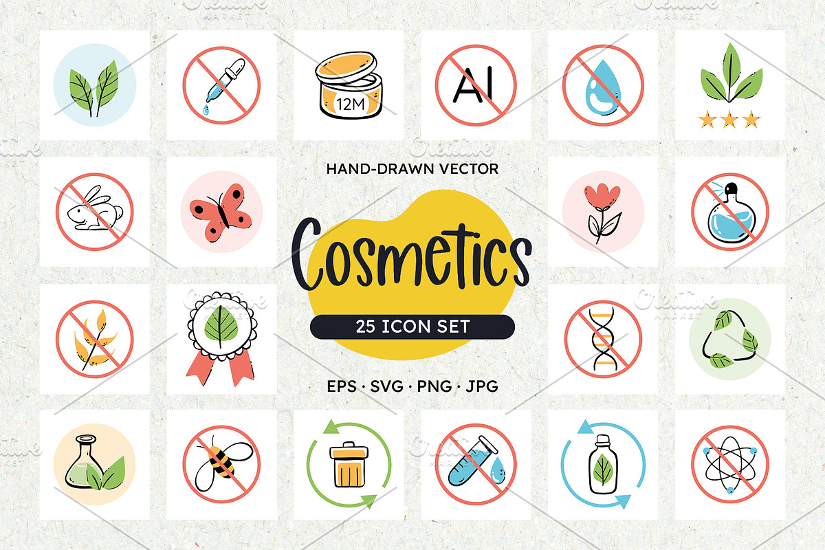 Natural & Organic Cosmetics Icons, a Solid Icon by insemar (Photo 1 of 4)