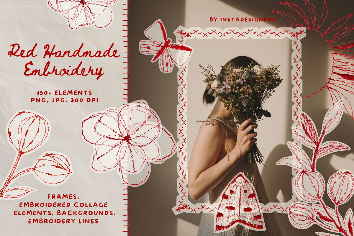 Red Handmade Embroidery Collage, an Object Graphic by InstaDesignPro (Photo 1 of 18)