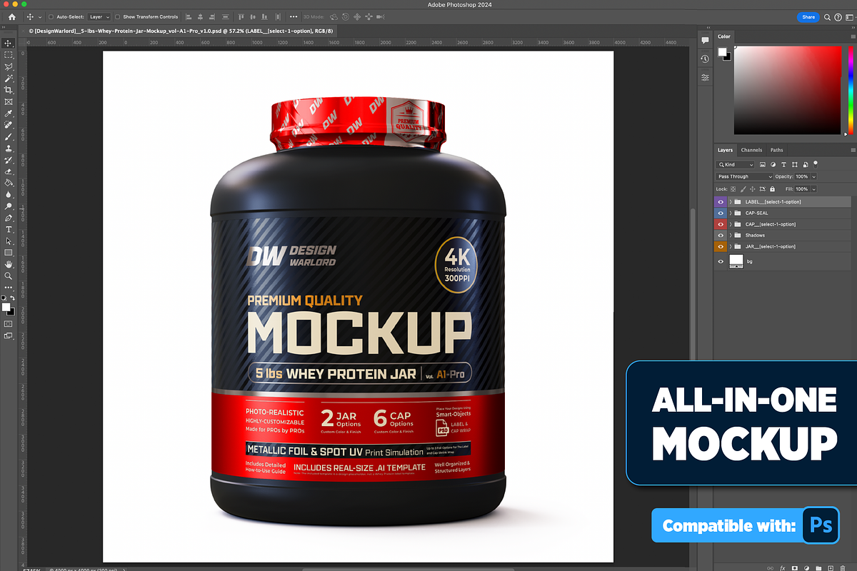 5lb Whey Protein Jar Mockup A1-Pro, a Packaging Mockup by Design Warlord (Photo 2 of 16)