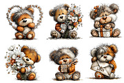 Whimsical Bear Valentine's Clipart, an Illustration by Dream Creation (Thumbnail 3 of 6)