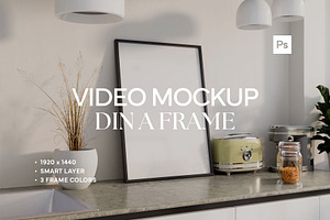 Frame Video Mockup Kitchen PSD