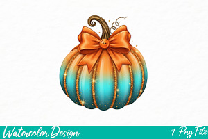 Coquette Pumpkin Fall Sublimation, an Illustration by Watercolor design