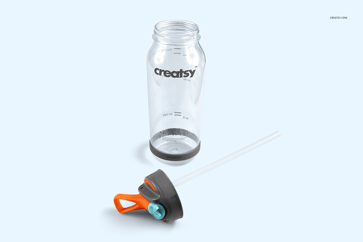 Flip Top Clear Water Bottle Mockup, a Product Mockup by creatsy4 (Photo 4 of 13)