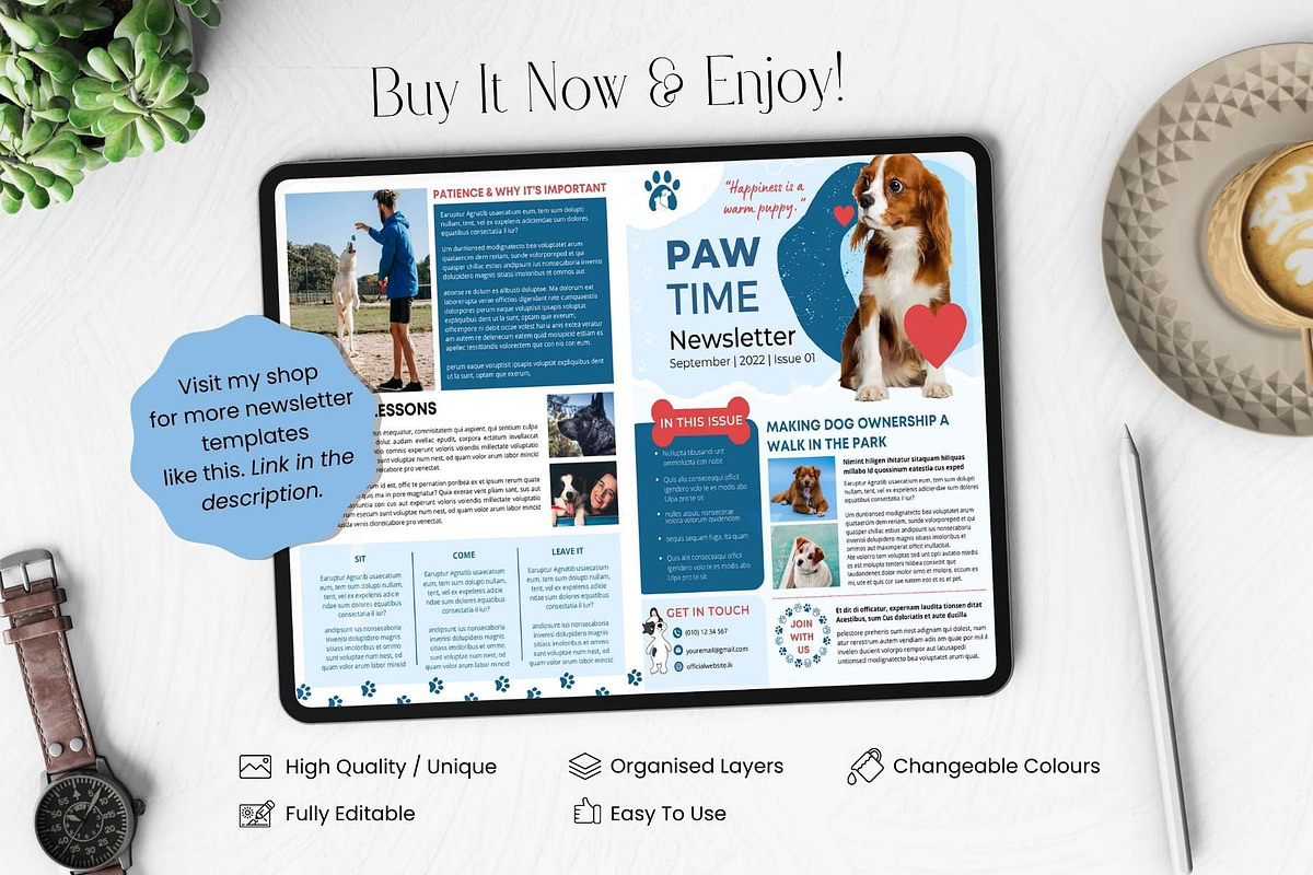 Canva Newsletter Template Dogs Pets, an Email Template by PixelCraft (Photo 15 of 15)