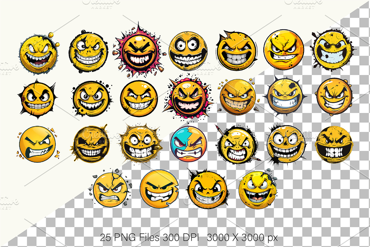 Evil Smileys Face. TShirt Sticker., a Decorative Illustration by KENO Mascots (Photo 2 of 6)