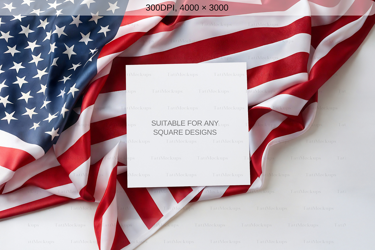 Patriotic Square Mockup with US Flag, a Product Mockup by TatiMockup (Photo 2 of 4)