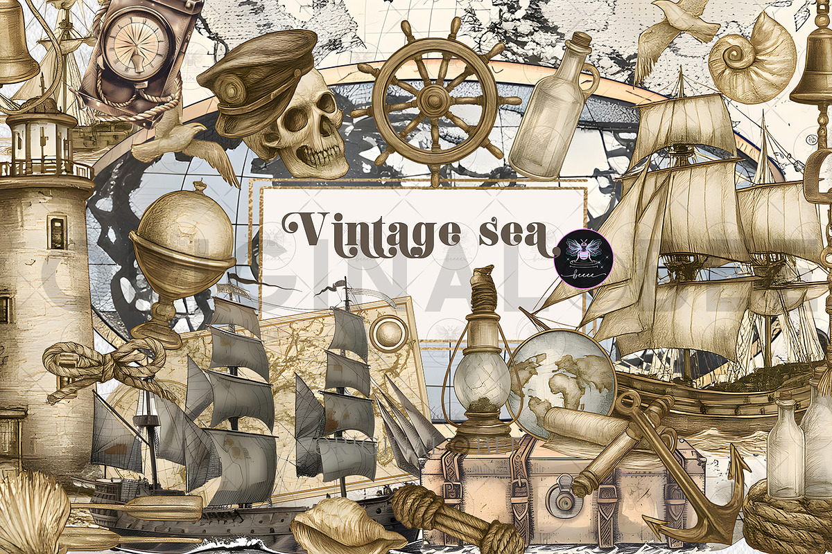 Vintage Sea Pirates clipart, an Illustration by BigCakeBee (Photo 1 of 4)