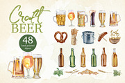 Hand Painted Craft Beer Clipart, a Food Illustration by ArtCreationsDesign (Thumbnail 1 of 9)