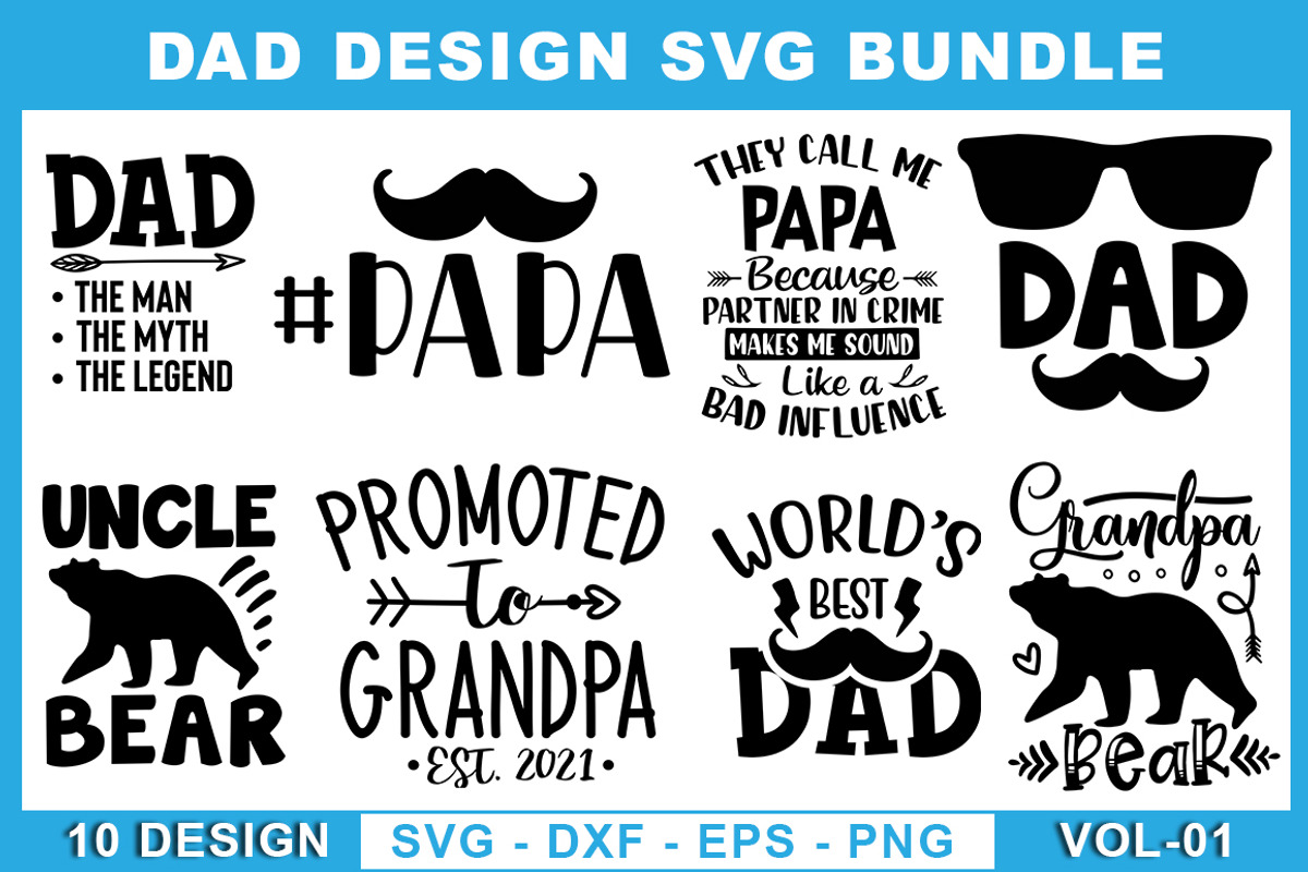 DAD Quotes SVG Bundle, an Illustration by Designvipe (Photo 1 of 3)