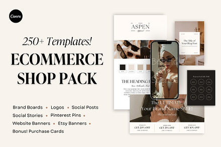 Ecommerce Shop Template Pack | Canva, a Design Template by Fourteen Creative Co.