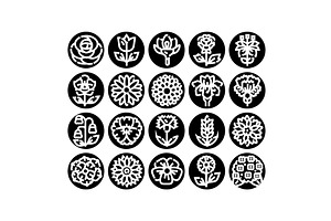 Floral nature icons set depicting, an Illustration by pikepicture