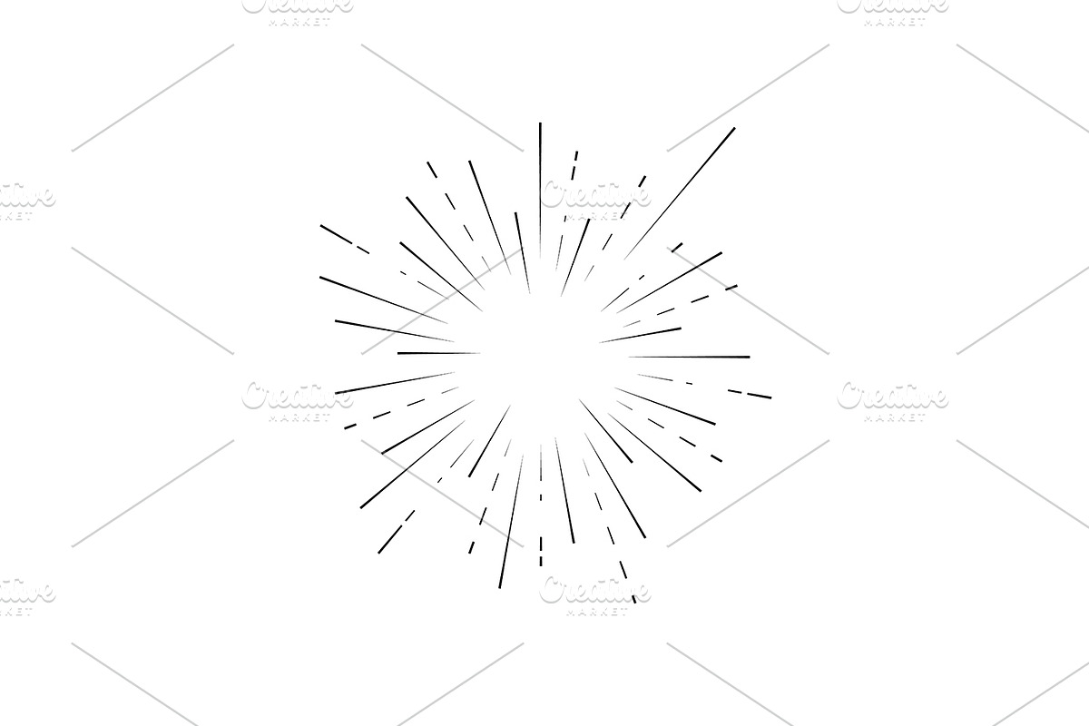 Retro Sunburst Signs Thin Line Icon, an Outline Icon by Bigmouse_art (Photo 7 of 14)
