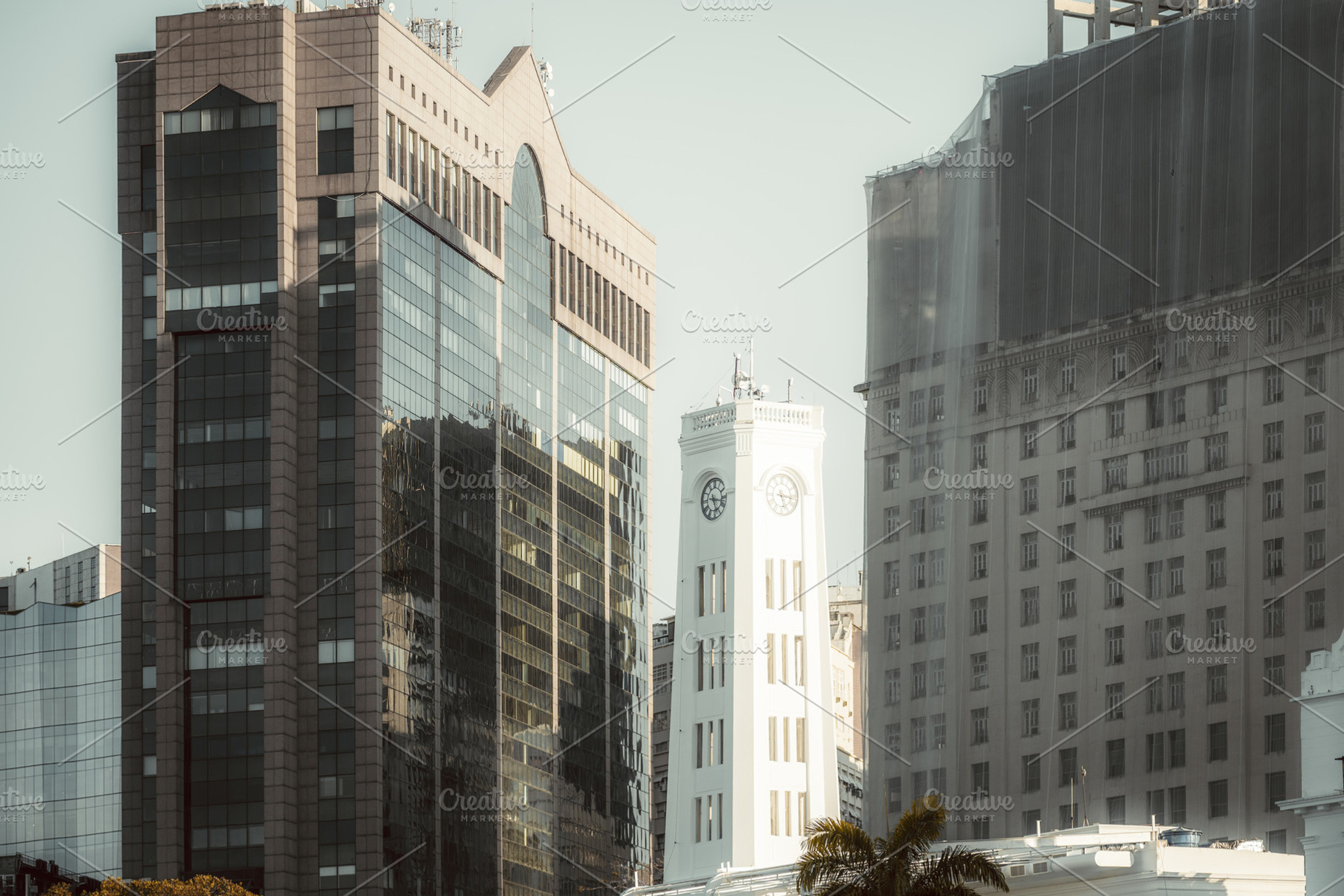 Clock Tower Between City Towers, an Architecture Photo by SkyNext