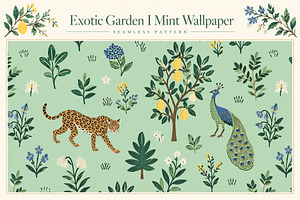 Exotic Garden I Mint Wallpaper
