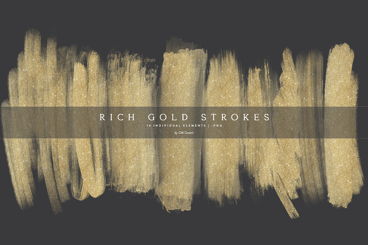 Rich Gold Glittery Brush Strokes, an Object Graphic by OM Creativ (Photo 2 of 6)