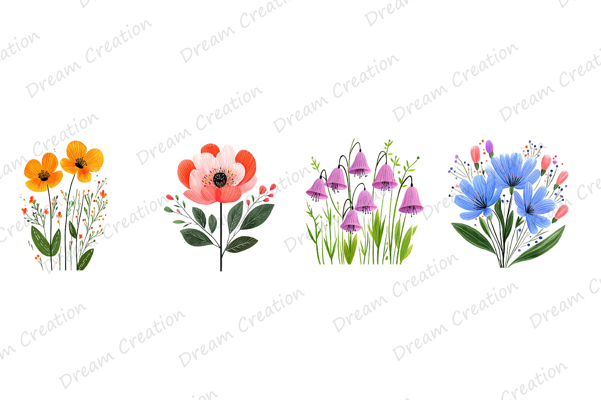 Watercolor Wildflower Clipart, an Illustration by Dream Creation (Photo 7 of 11)