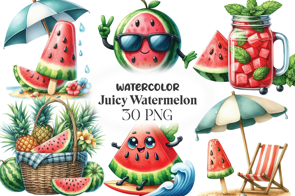 Hello Summer Juicy Watermelon, an Illustration by CraftArtStudio (Photo 1 of 6)