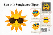 Sun with Sunglasses Clipart, a Graphic by Artnoy (Thumbnail 1 of 5)