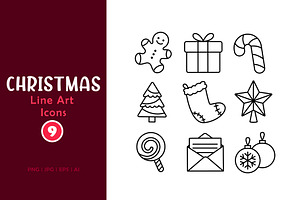 Christmas Line Art Icons Set