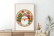 Round Patchwork Christmas Santa PNG, an Illustration by SinaCreation (Thumbnail 4 of 7)