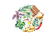 Herbs and Spices watercolor set, an Object Graphic by Vikeriya (Thumbnail 5 of 5)