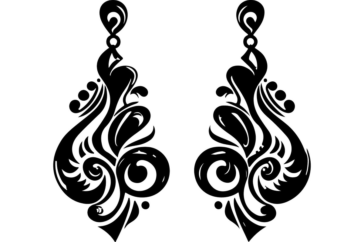 Black Ornamental Earrings SVG Set, an Object Graphic by jahid234 (Photo 8 of 13)