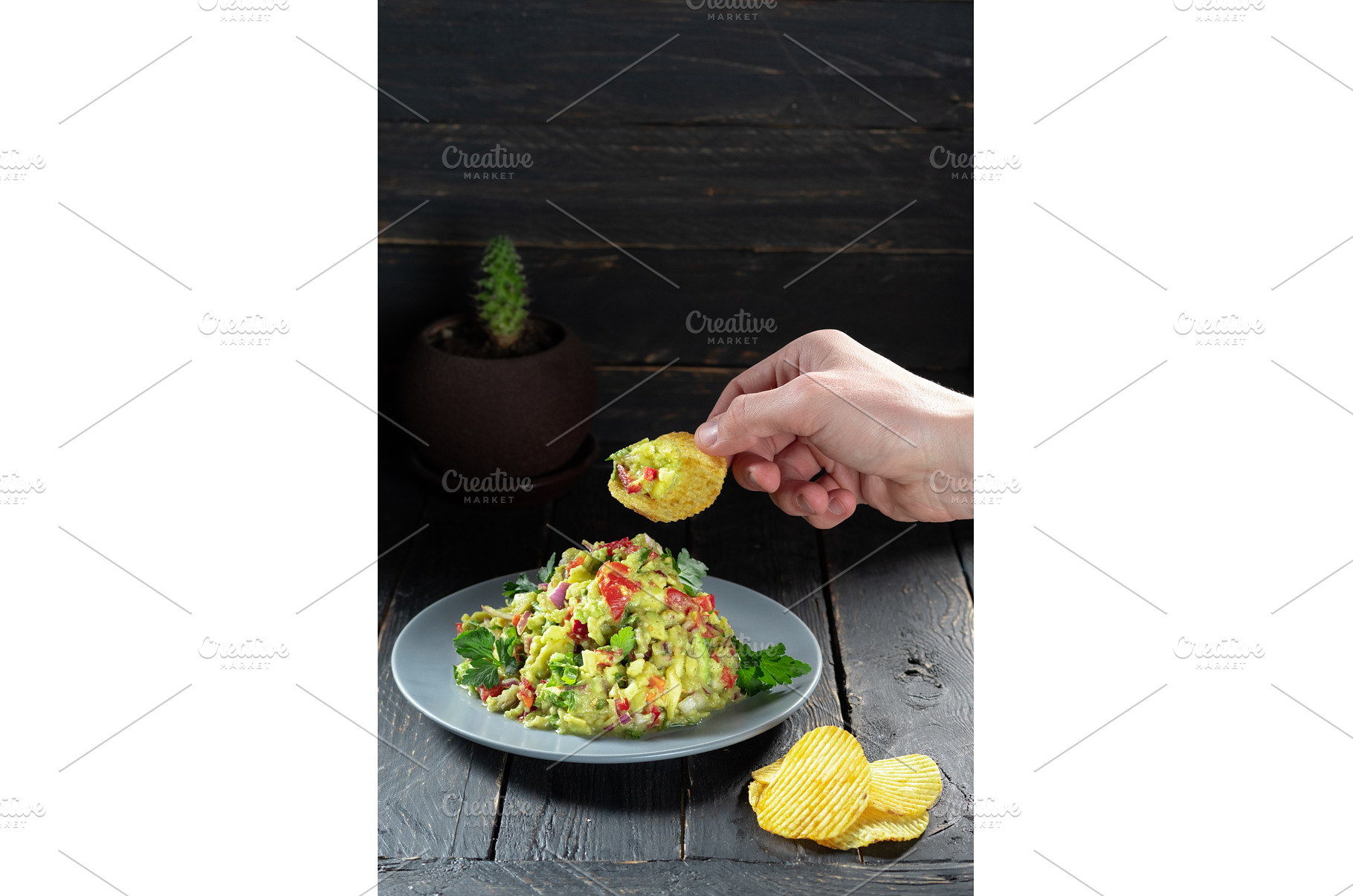 Eat a salad with chips. Mexican, a Food & Drink Photo by Stockphoto by vzwer