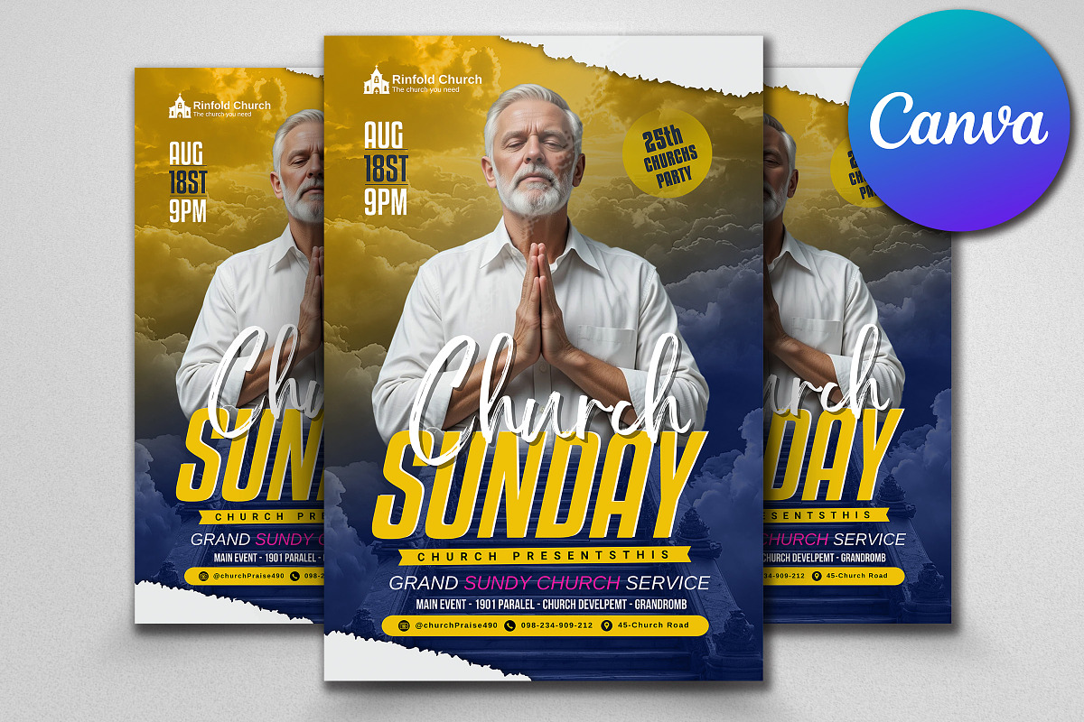 Divine Sunday Prayer Church Flyer, a Flyer Template by Psd Templates (Photo 2 of 3)