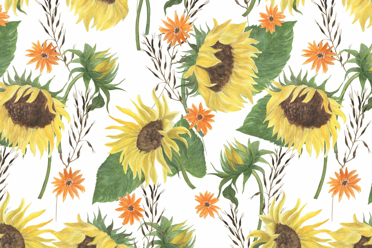 Sunflowers pattern, a Pattern Graphic by ramika (Photo 3 of 5)
