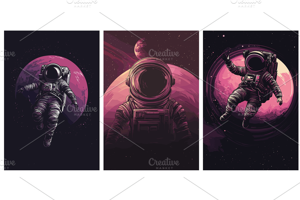 astronauts background set. man in, a Technology Illustration by Stock-Smart-Start