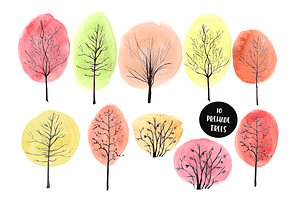 Watercolor DIY Autumn Clip Art Set