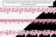 Cherry Blossom Seamless Borders, an Object Graphic by AllTheKewtClipart (Thumbnail 3 of 10)