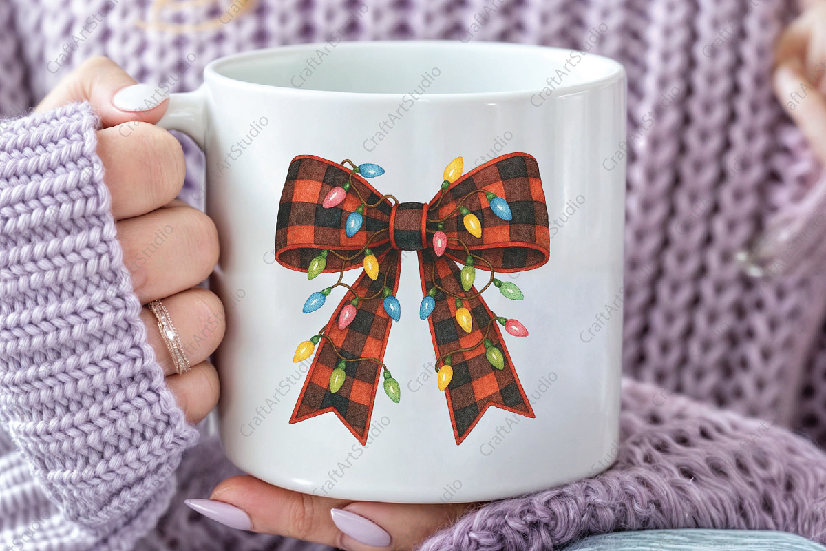 Christmas Lights Bow Coquette PNG, an Illustration by CraftArtStudio (Photo 3 of 4)