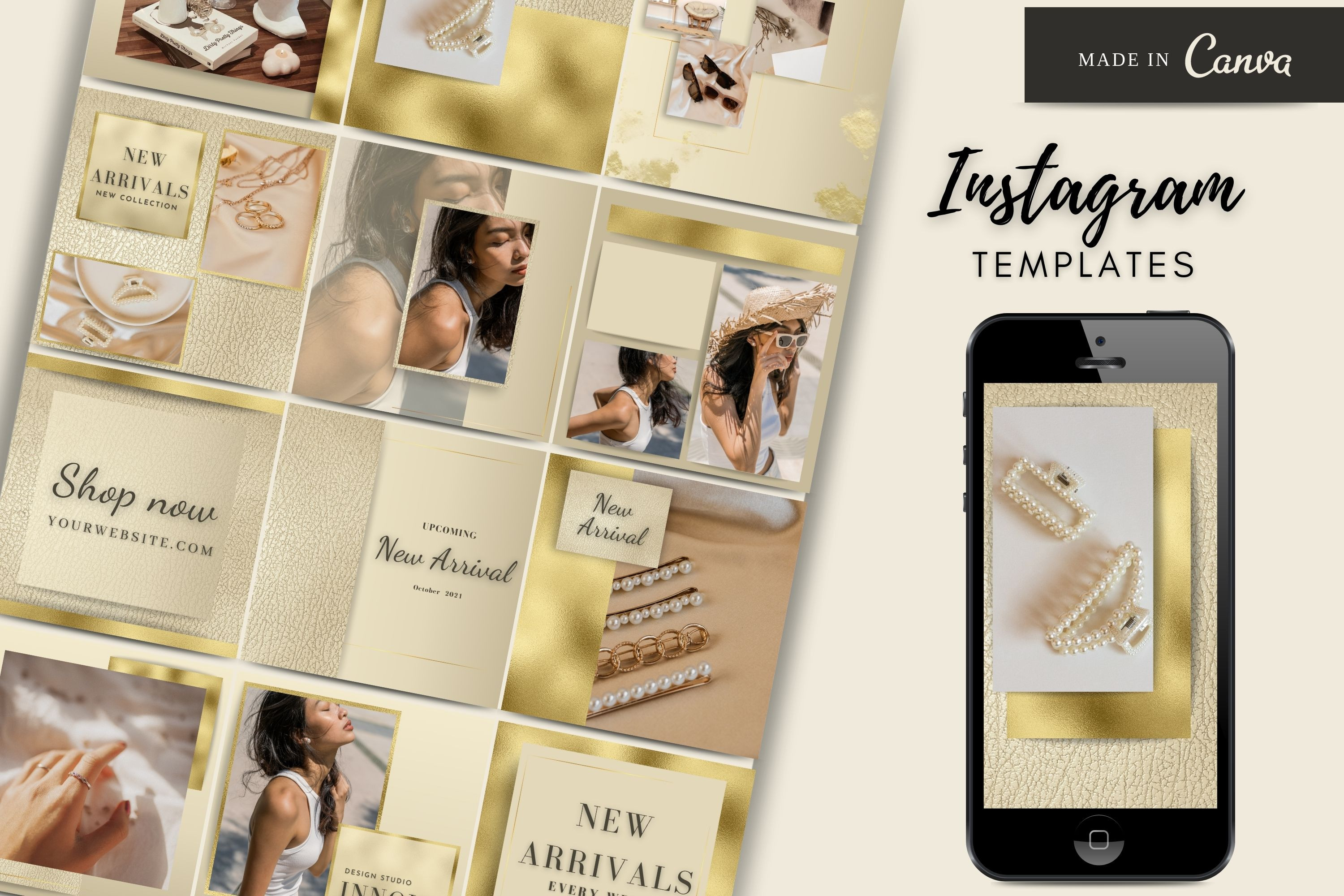 Beige Leather Instagram pack, a Social Media Template by Innova Studio