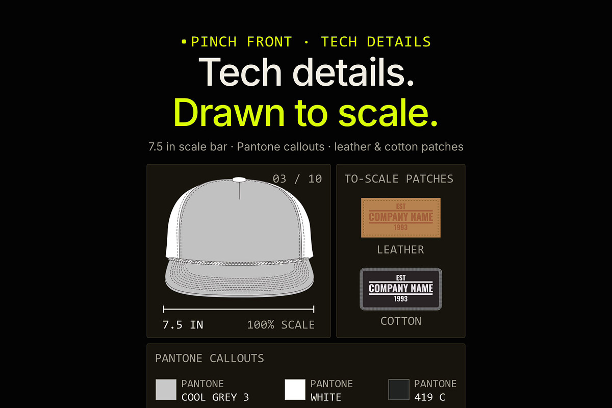 Hat Template - Pinch Hat, a Hat Mockup by Template Haven (Photo 3 of 12)